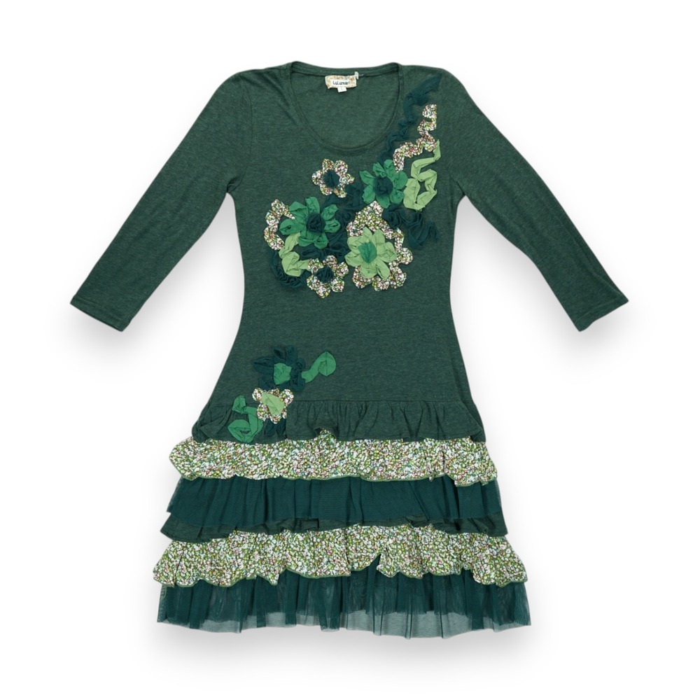 Lulumari Y2K Green 3/4 Sleeve‎ Dress Girls Size Large Vintage